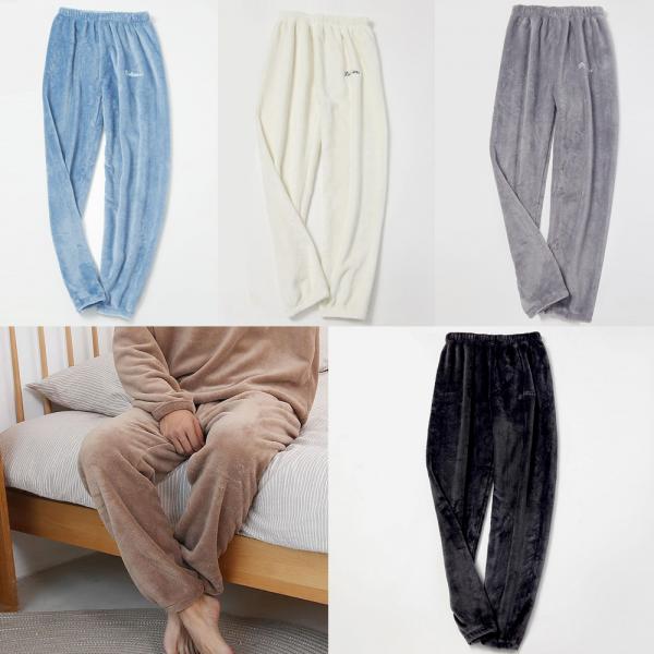 여성 남성 남녀공용 수면 무지 천사 잠옷 바지 겨울 밍크 실내복 홈웨어 파자마 수면잠옷 이미지