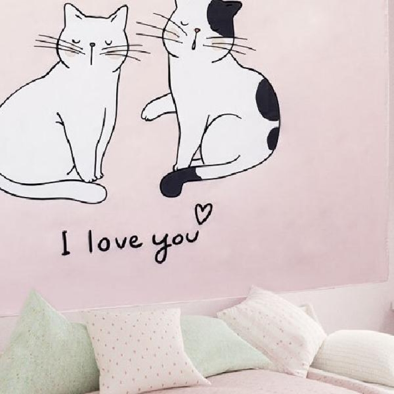 거실 방 패브릭 천 포스터 그림 인테리어 고양이 L 이미지