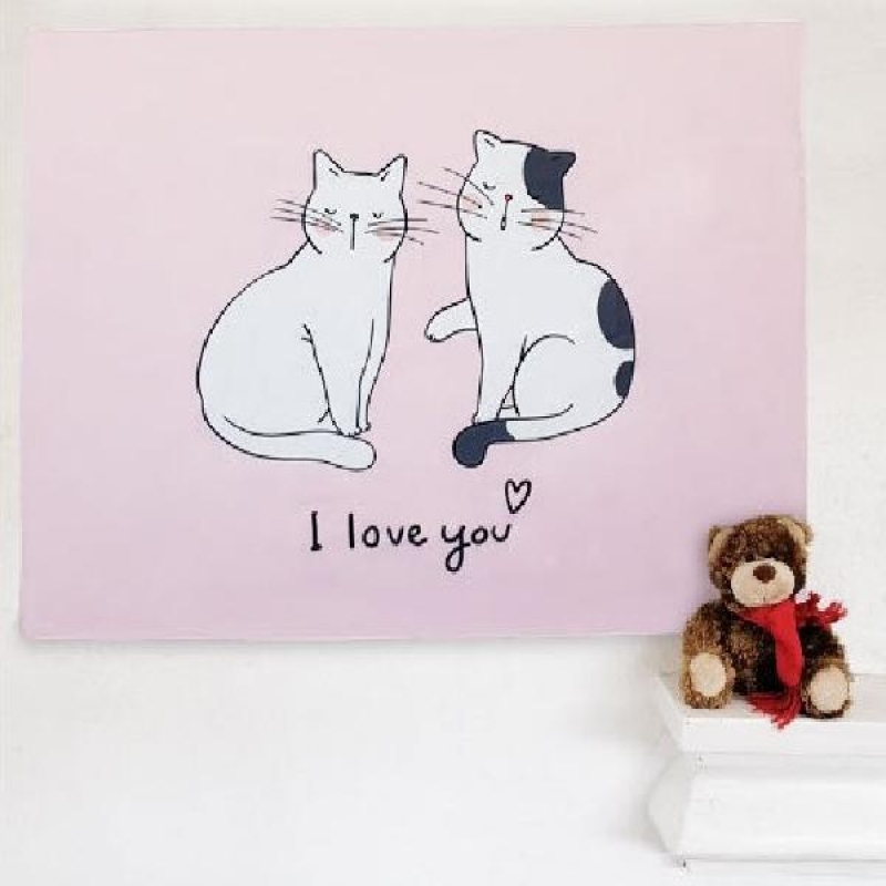 거실 방 패브릭 천 포스터 그림 인테리어 고양이 S 이미지