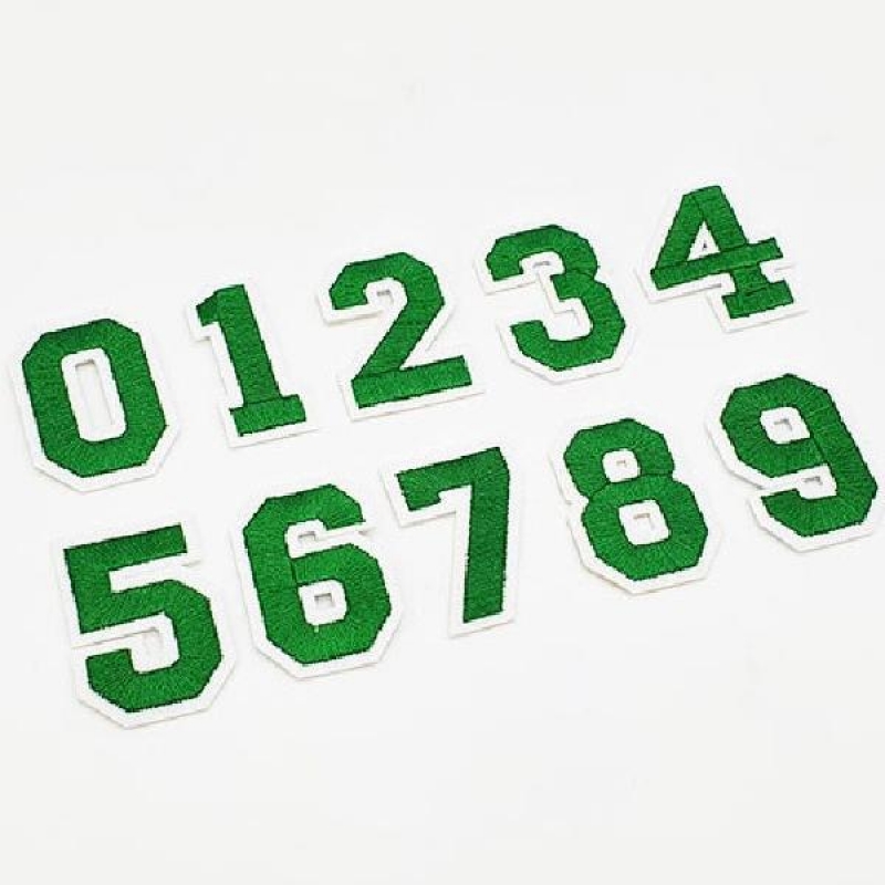 옷 의류 자수 열 접착 패치 리폼 수선 와펜 숫자 초록 이미지