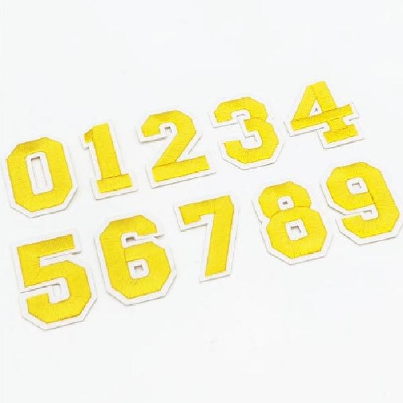 옷 의류 자수 열 접착 패치 리폼 수선 와펜 숫자 노랑 이미지