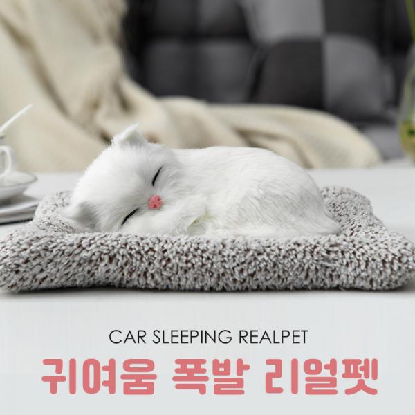 차량용 리얼펫 잠자는 강아지 고양이 탈취 제습효과 인형 장식 이미지