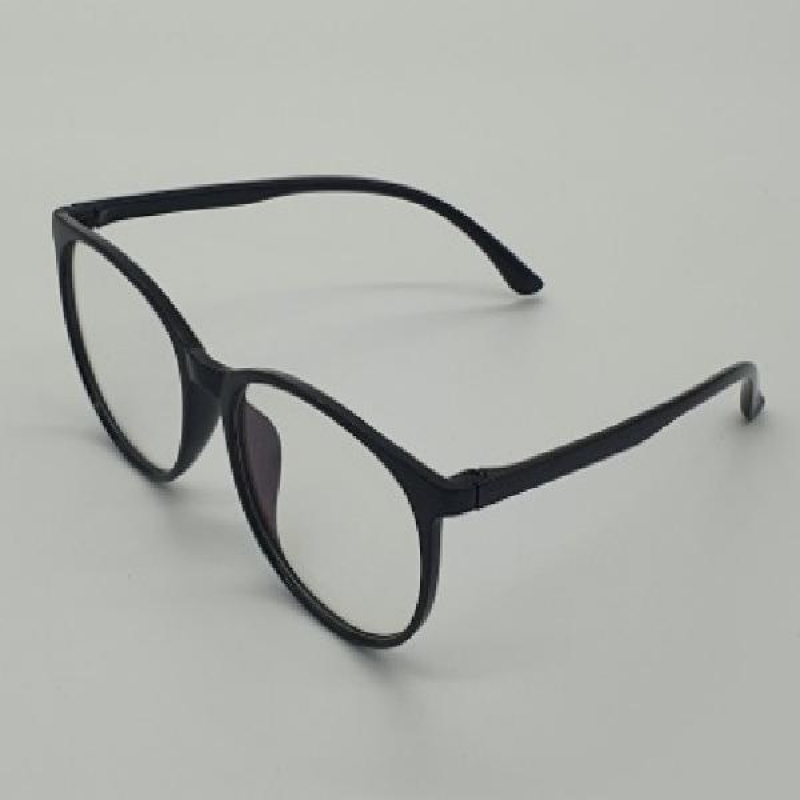 패션 가벼운 경량 원형 청광차단 뿔테 안경 블랙 이미지