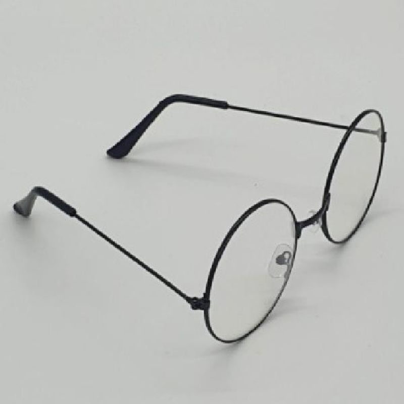 패션 가벼운 경량 동글이 원형 메탈 철테 안경 블랙 이미지
