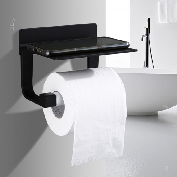 선반형 무타공 휴지걸이 거치대형 화장실 욕실 주방 이미지