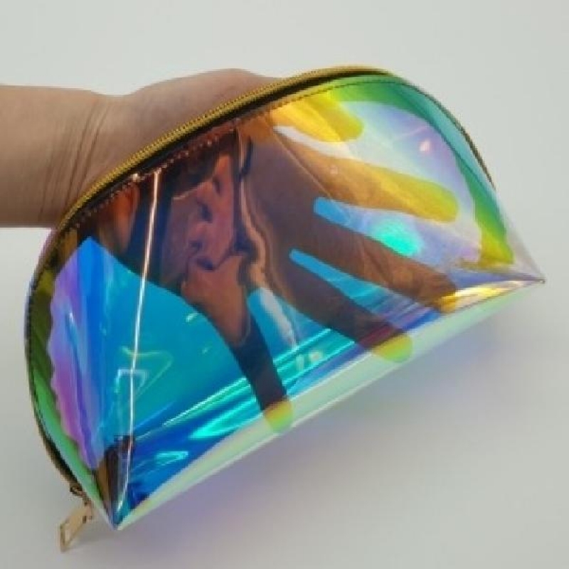 메이크업 방수 홀로그램 투명 지퍼 파우치 백 가방 소 이미지
