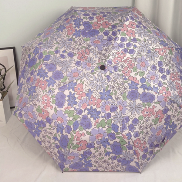 일러스트 꽃무늬 특이한 원터치 암막 자동 3단 우산 이미지