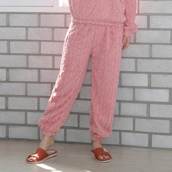 여성 꽈배기 수면 잠옷 캐릭터 밴딩 팬츠 바지 컬러 여자 고급 파자마 홈웨어 이미지
