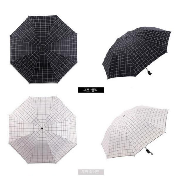 튼튼한우산 암막양산 3단 자동 접이식 체크 자외선차단 우산 이미지