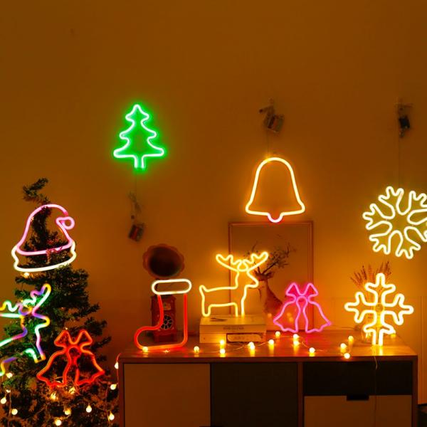 네온사인 LED 인테리어 무드등 수유등 무지개 캠핑 스탠드 조명 트리 눈 루돌프크리스마스 이미지