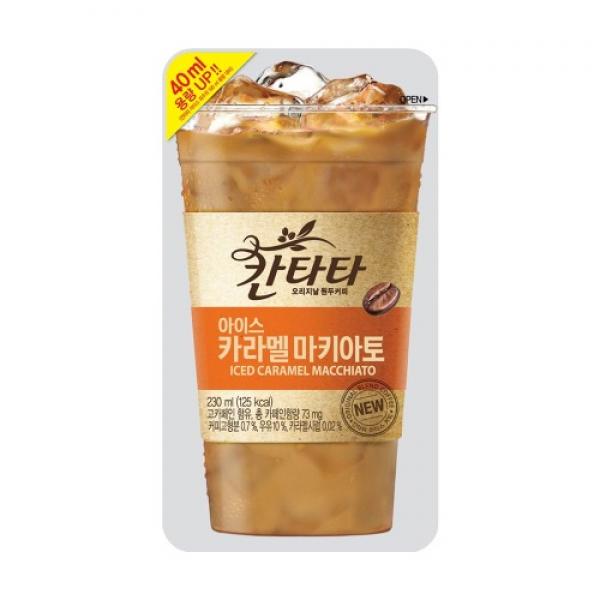 롯데칠성 칸타타 아이스 카라멜마키아토 230ml x10봉지(곽) 파우치 커피  이미지
